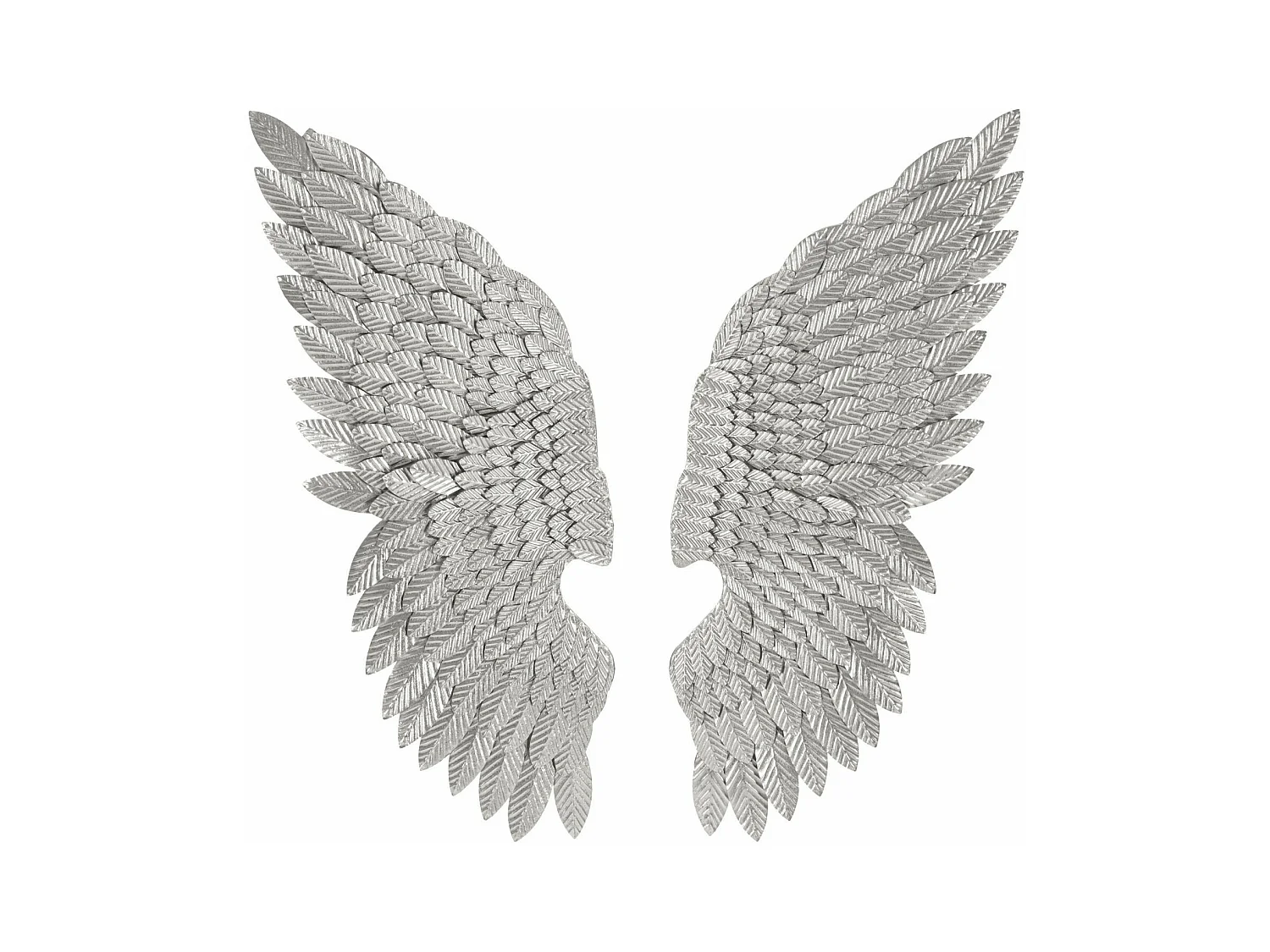 Panneau Décoratif Mural ALI BEAUTY - Ensemble de 2 Panneaux avec Ailes Argentées, Métal, 37,5x3x100 cm