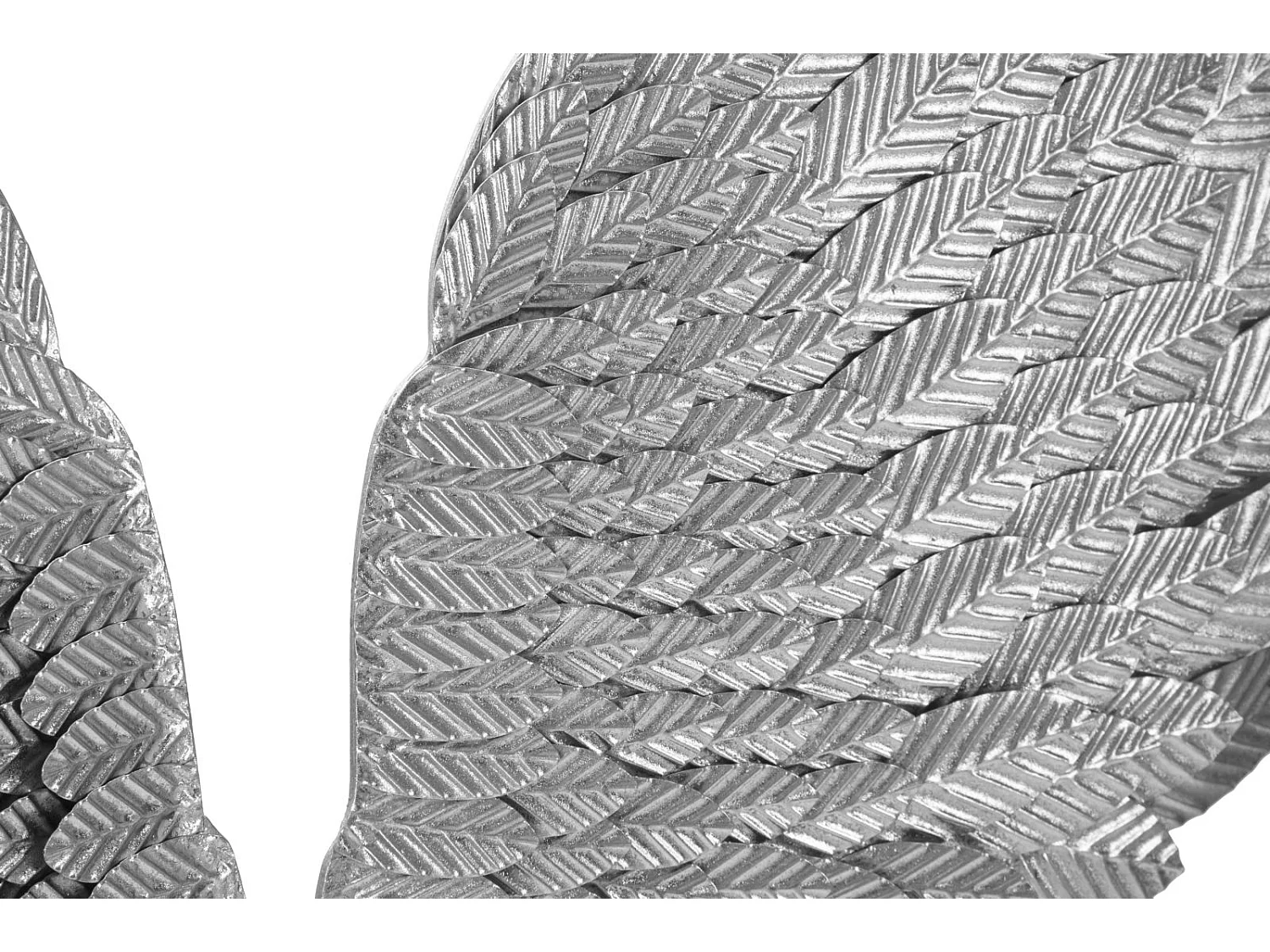 Pannello decorativo 3D in metallo argentato con ali cm 37,5x3x100