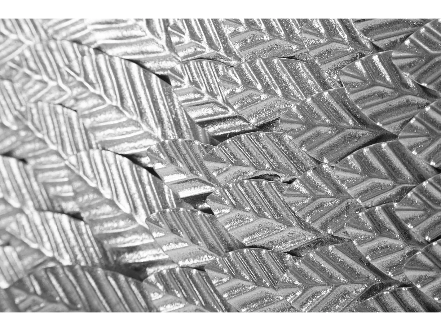 Pannello decorativo 3D in metallo argentato con ali cm 37,5x3x100