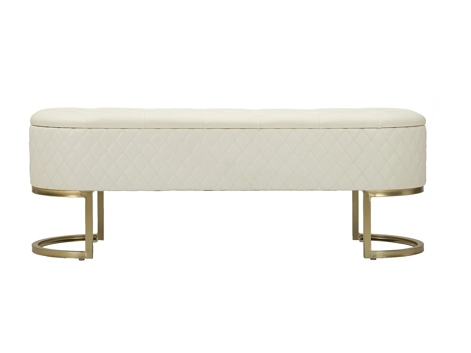 Banc Avec 2 Tiroirs "Sharon" 120cm Blanc & Or