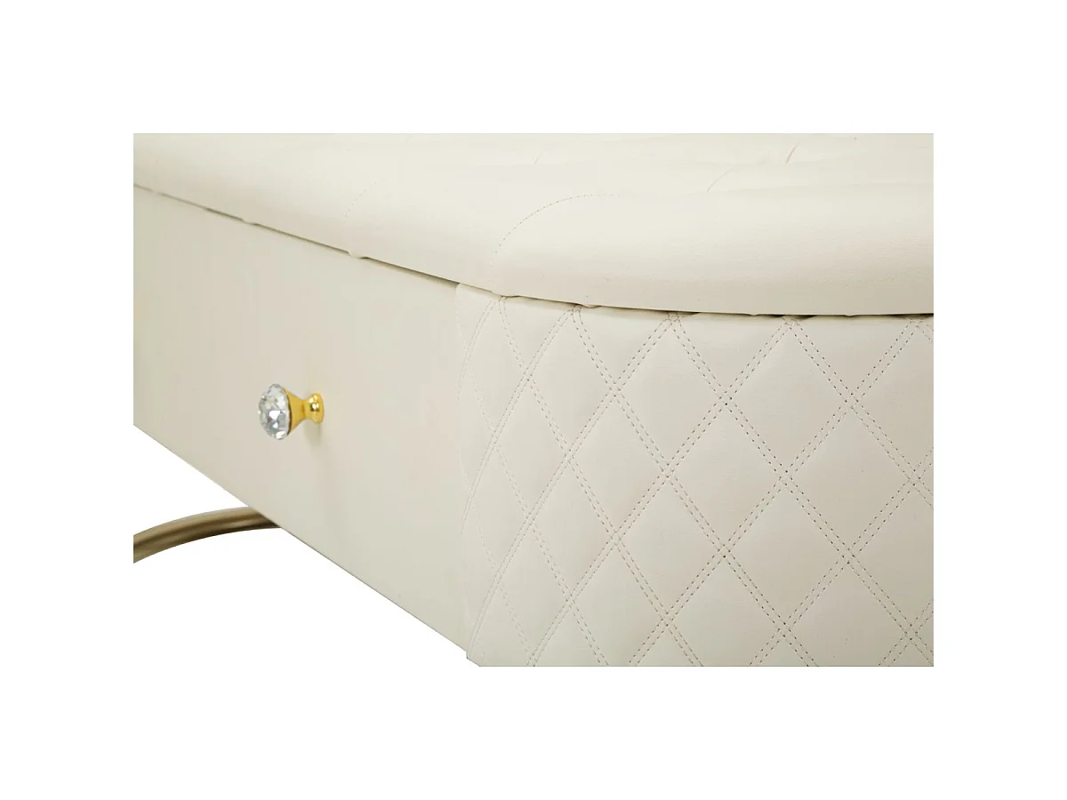 Sitzbank aus Metall und Kunstleder cremefarben mit Schubladen 120x40x43 cm