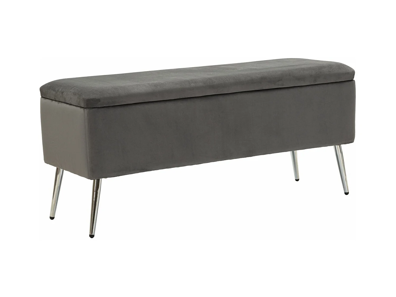 Panca con contenitore in metallo e velluto cm 112x42x50