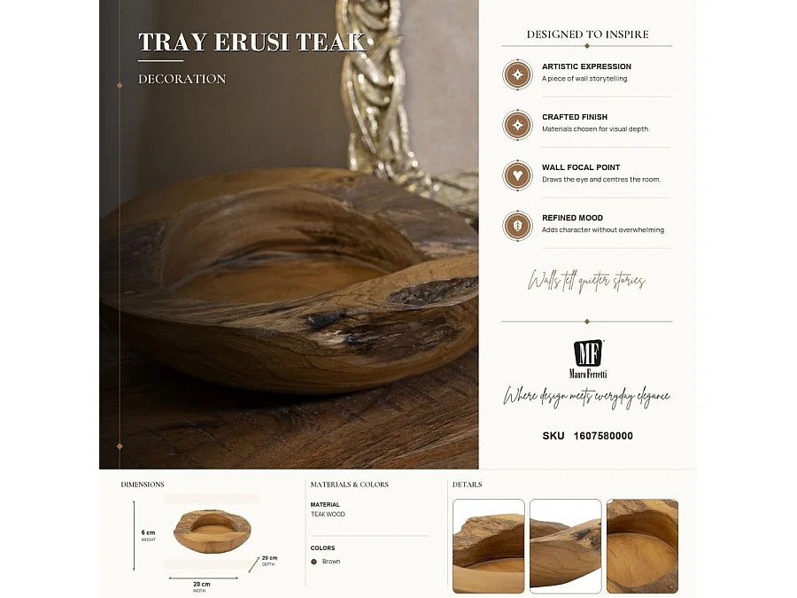 Vide-Poche en Bois "Erusi" 20cm Naturel