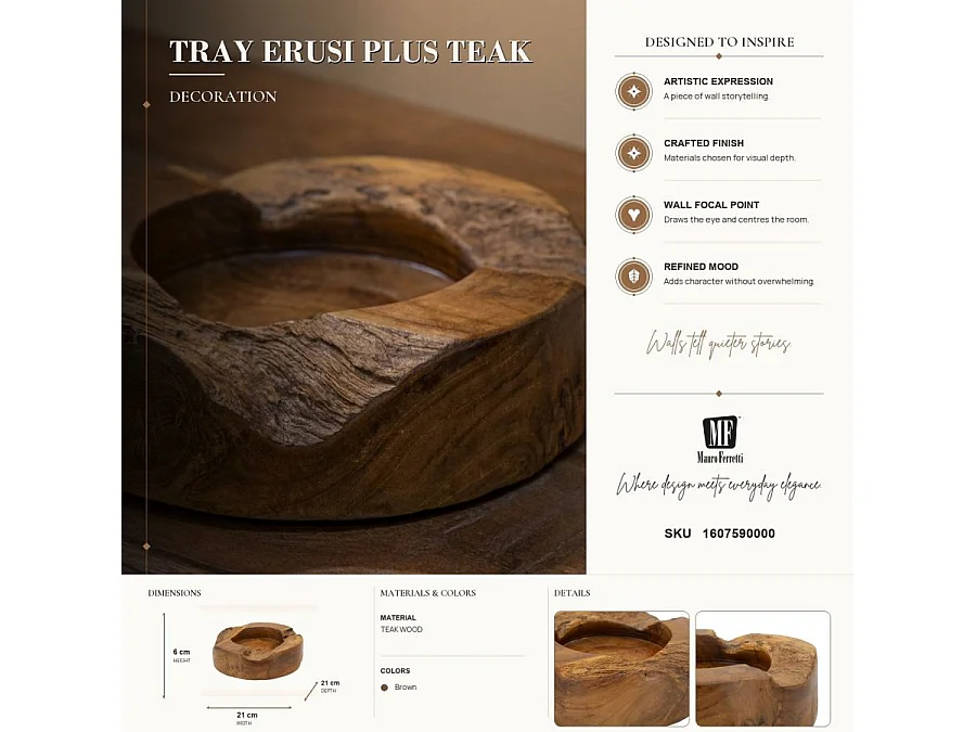 Vide-Poche en Bois "Erusi Plus" 21cm Naturel