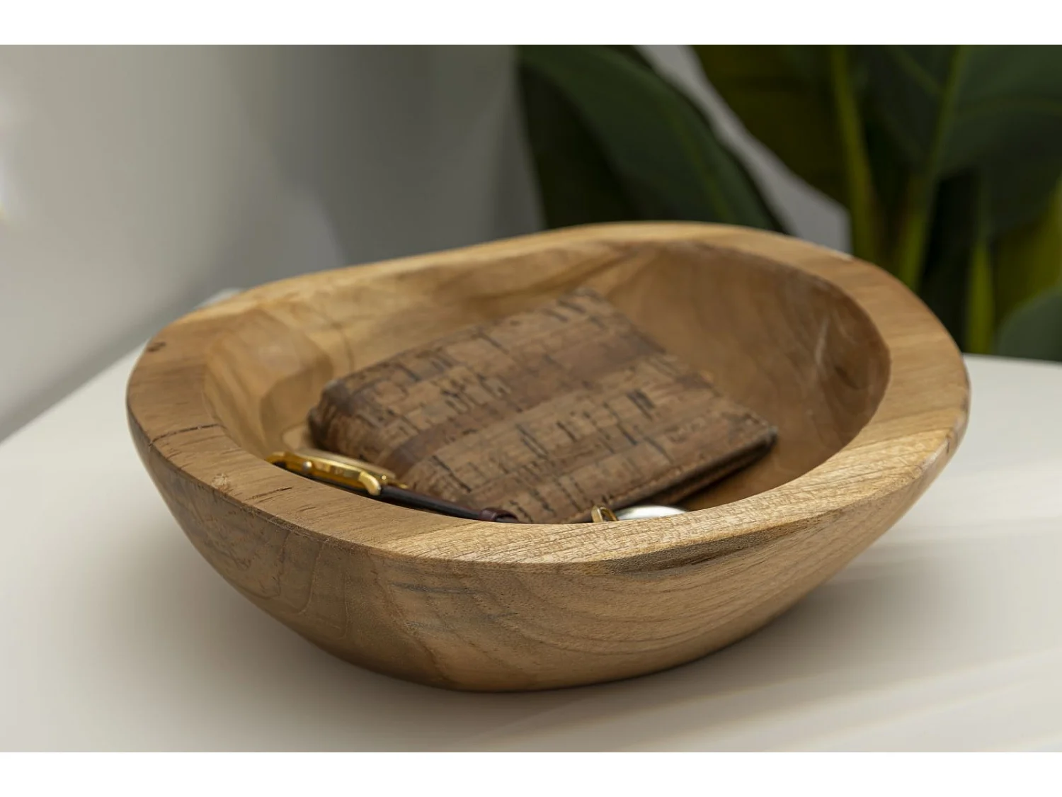 Svuotatasche in legno marrone cm Ø 25x5