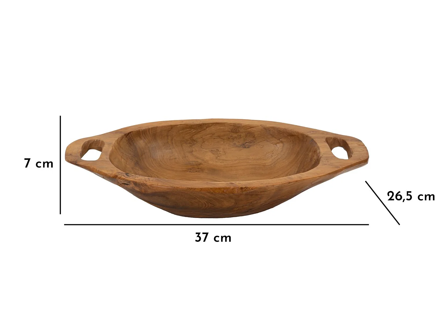 Ablageschale aus Holz braun 37x26,5x7 cm