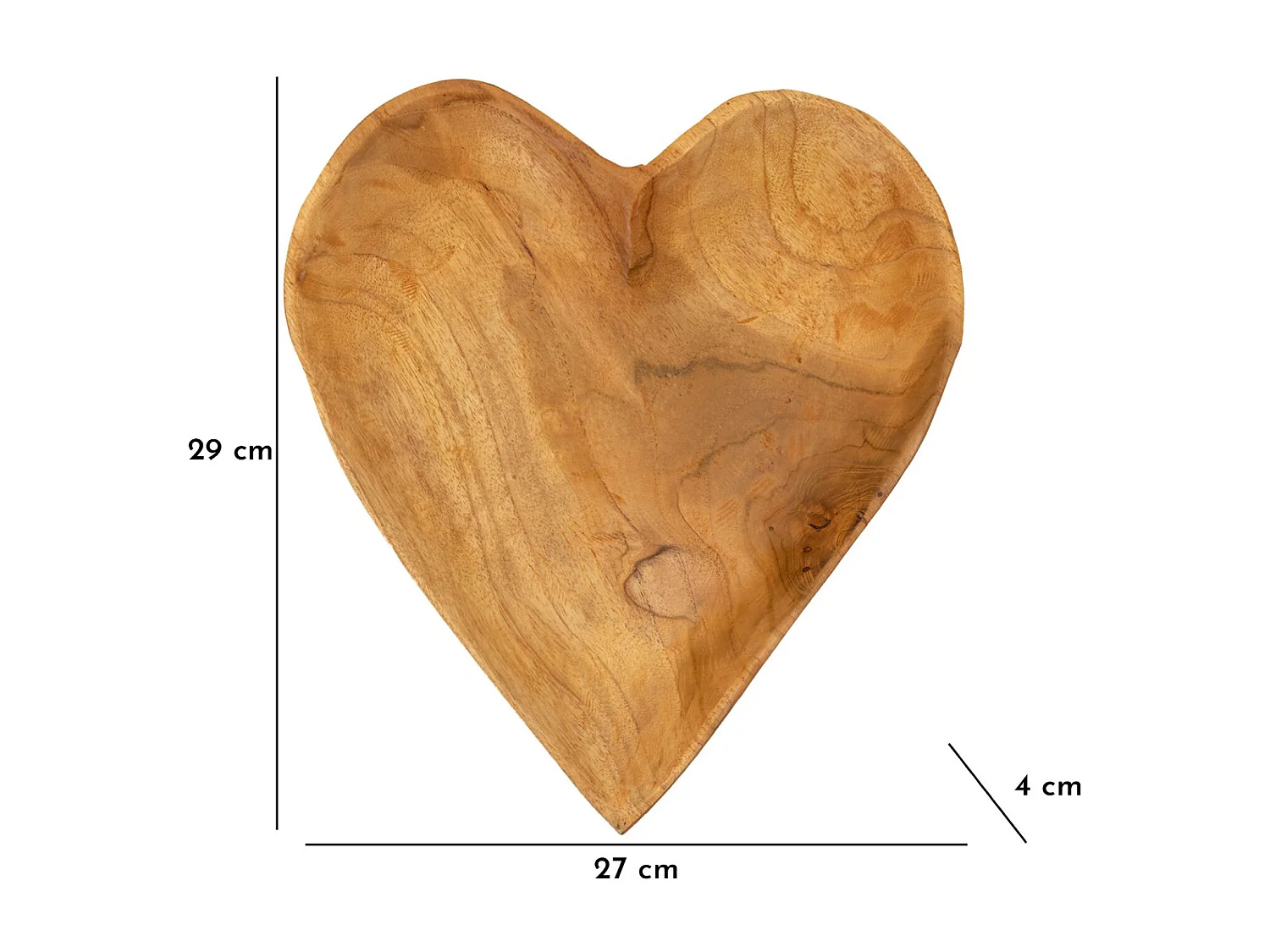 Vide-Poche Cœur en Bois "Kiha" 29cm Naturel