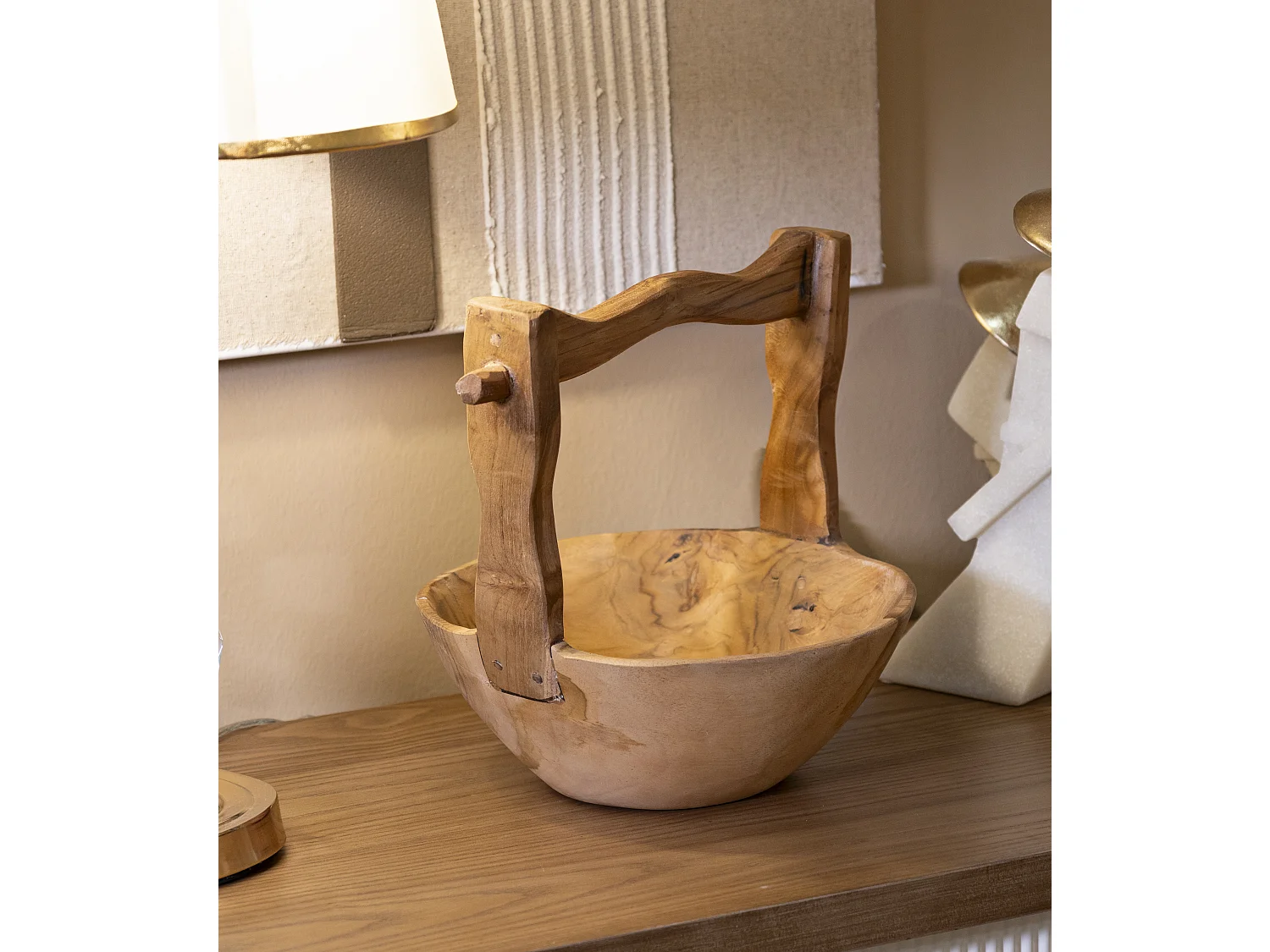 Svuotatasche in legno marrone cm 32x25x27