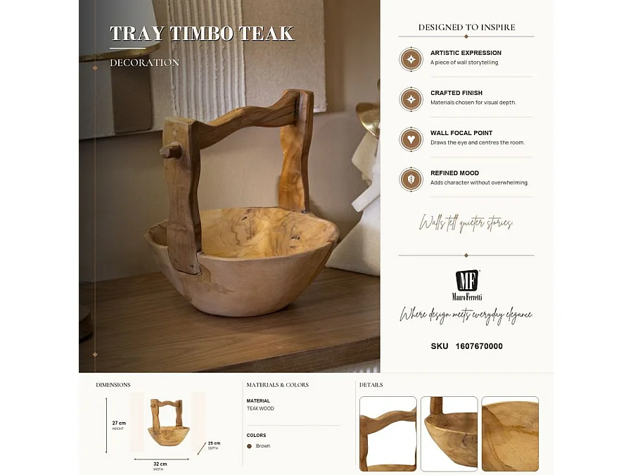 Vide-Poche en Bois "Timbo" 32cm Naturel
