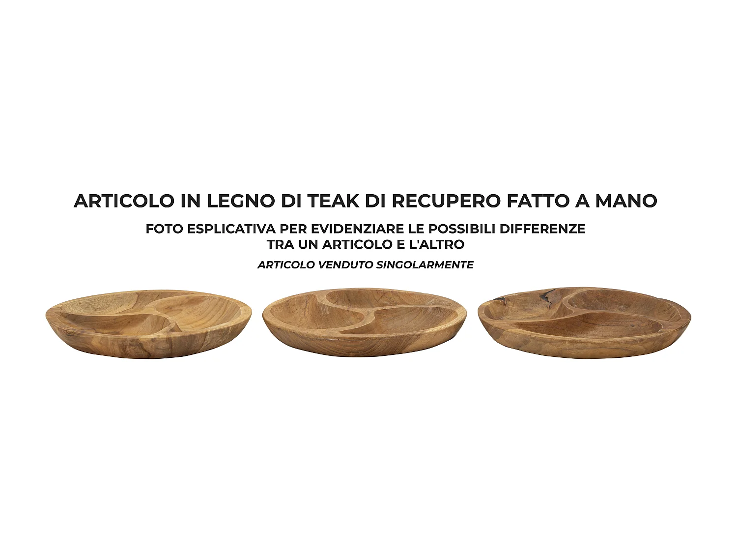 Vide-Poche Compartimenté en Bois "Trio" 25cm Naturel