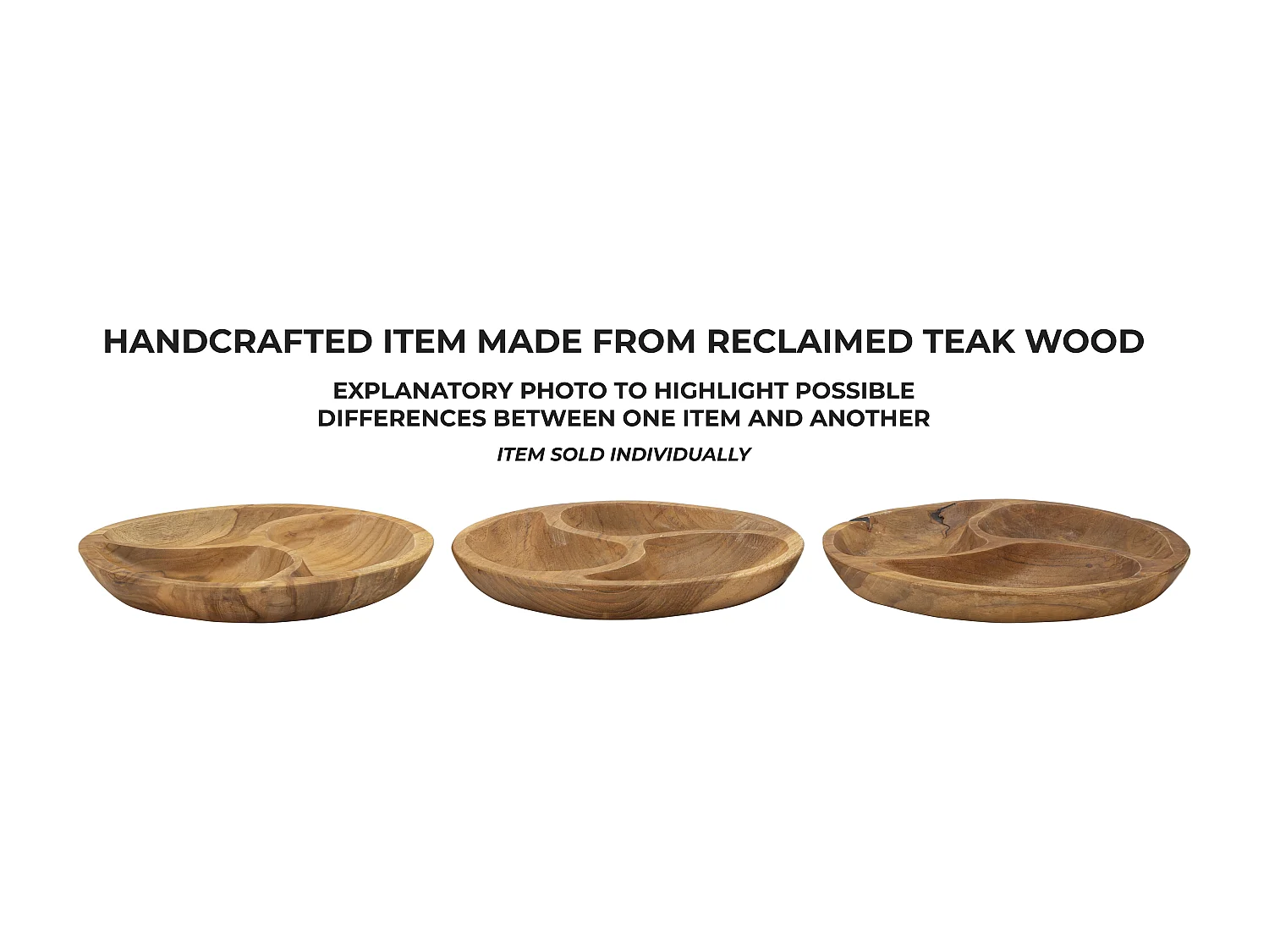 Vide-Poche Compartimenté en Bois "Trio" 25cm Naturel