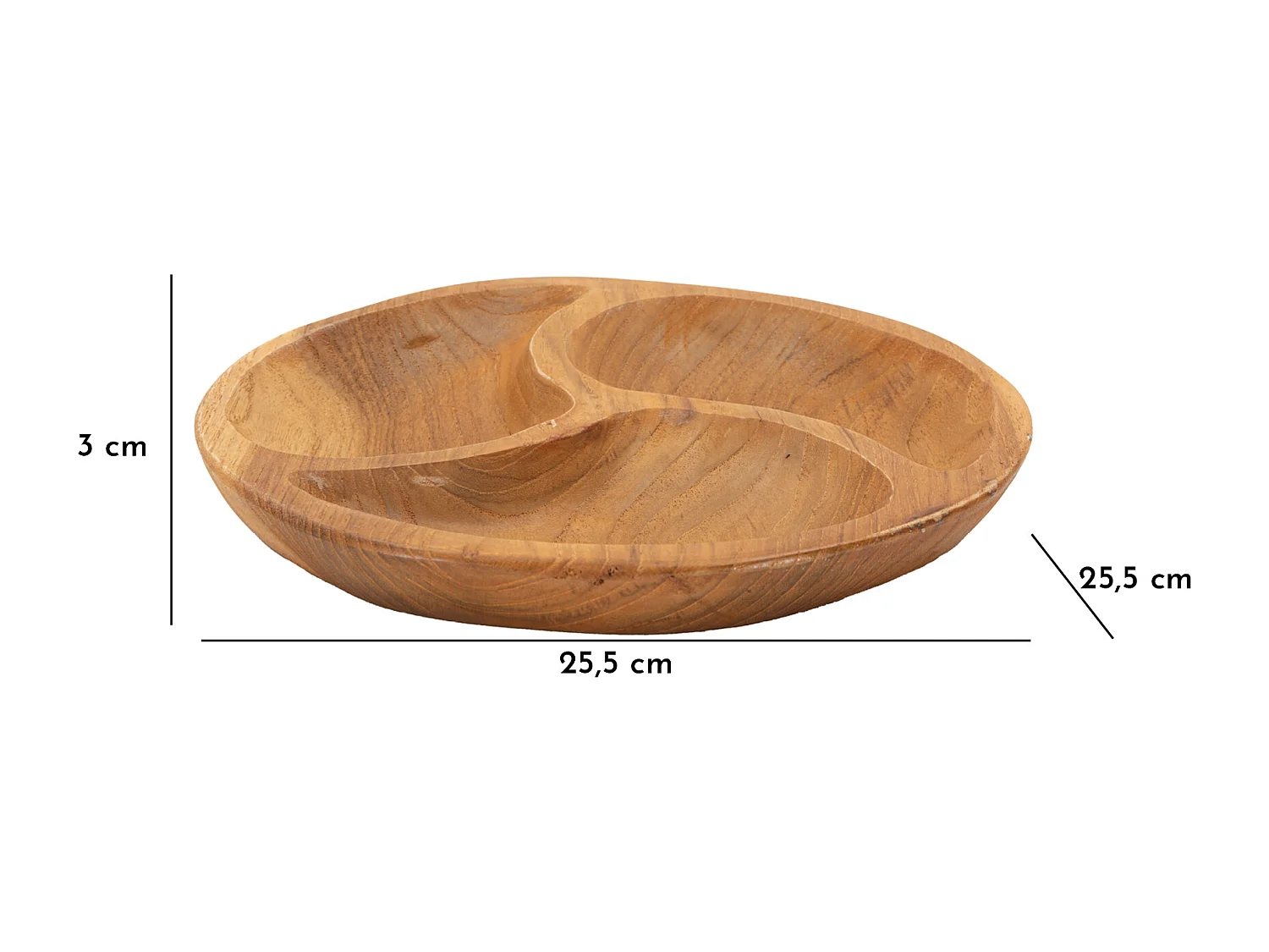 Vide-Poche Compartimenté en Bois "Trio" 25cm Naturel