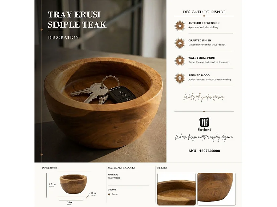 Vide-Poche en Teck "Erusi" 15cm Naturel
