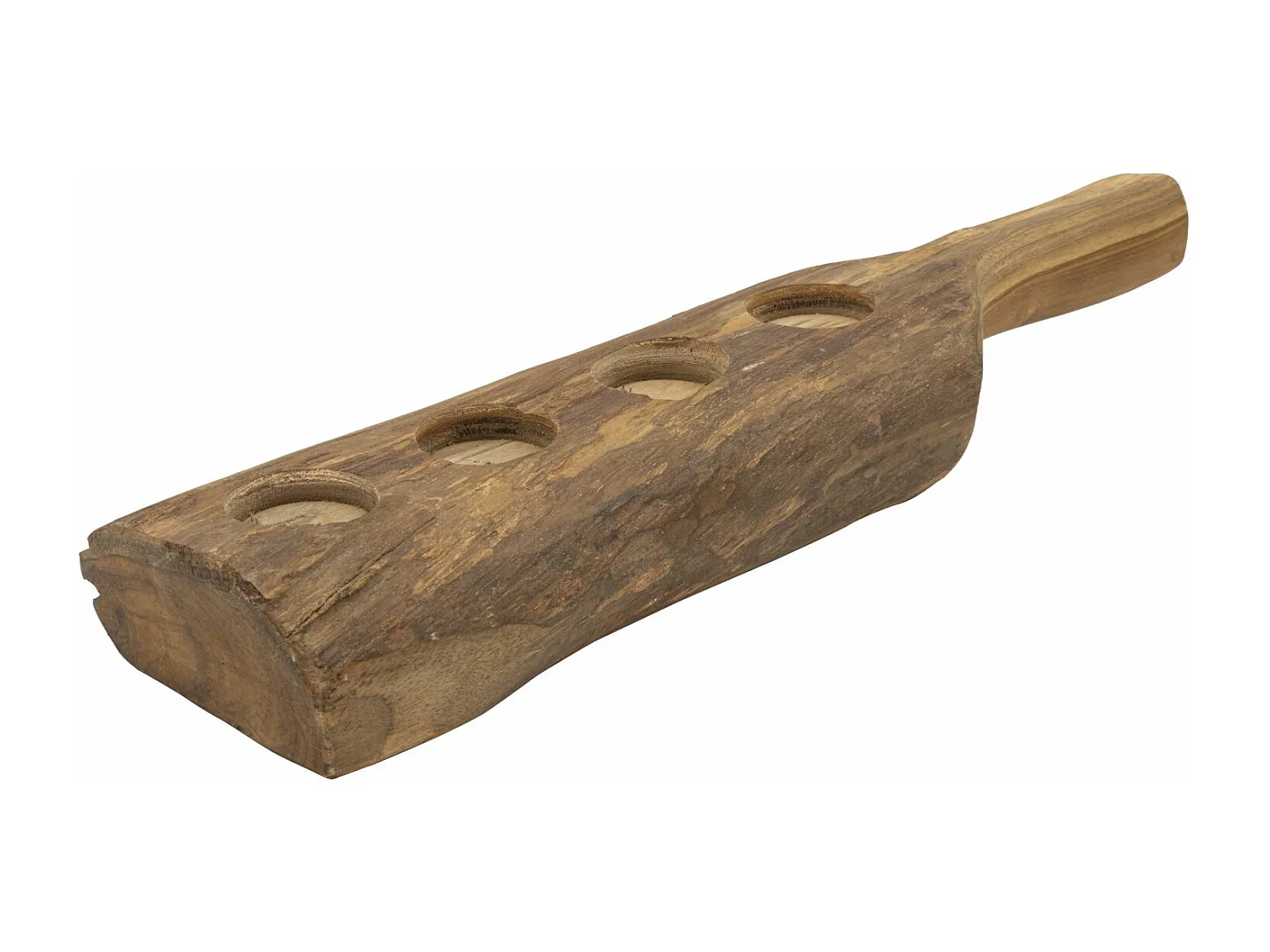 Portacandele in legno marrone cm 51x14x6