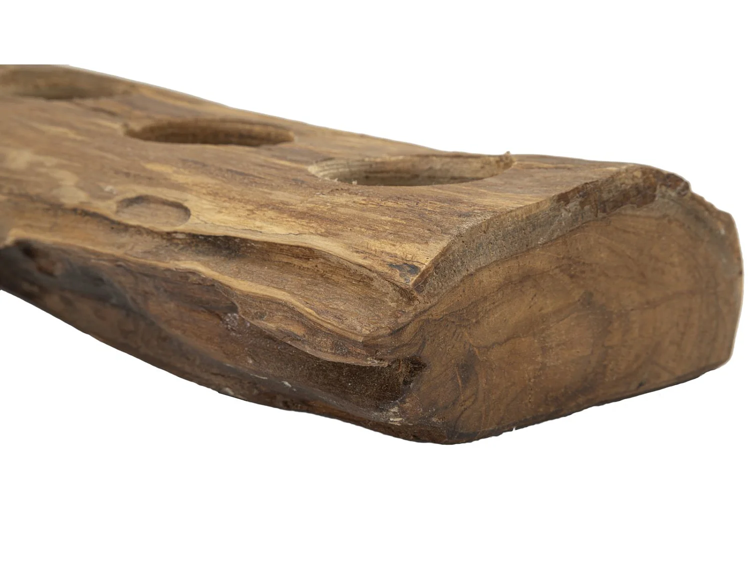 Portacandele in legno marrone cm 51x14x6