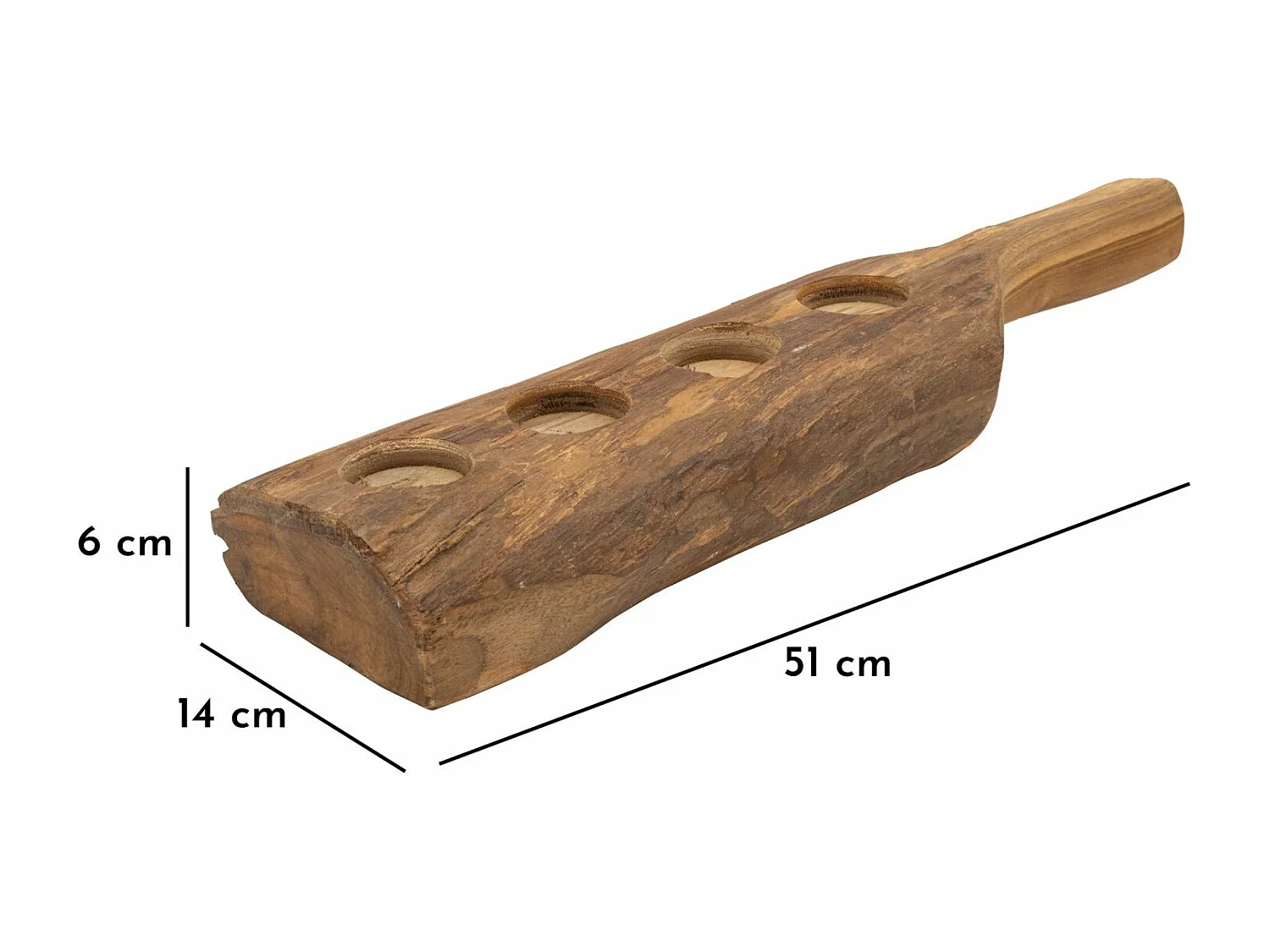 Bougeoir en Bois "Teck" 51cm Marron