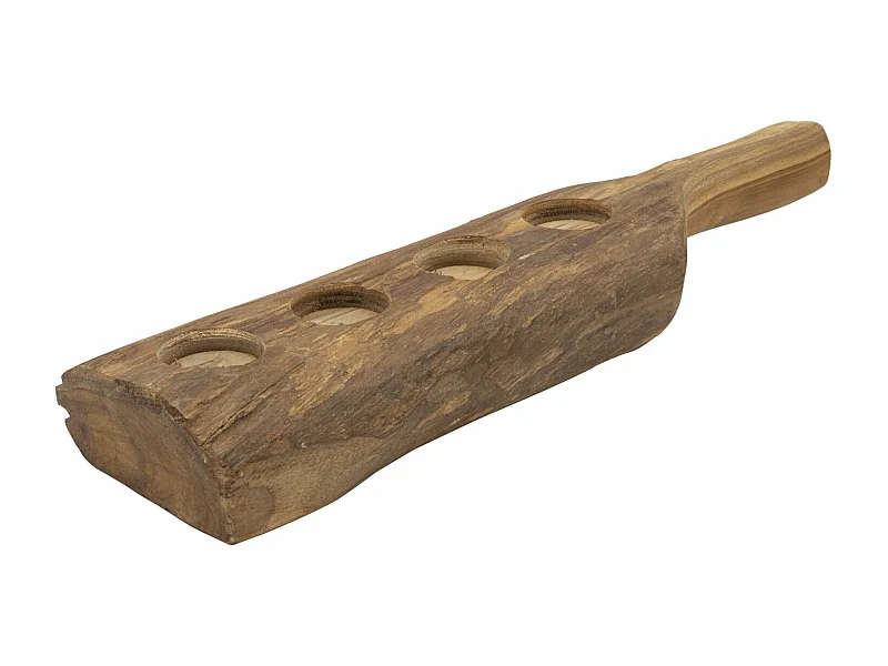 Portacandele in legno marrone cm 51x14x6