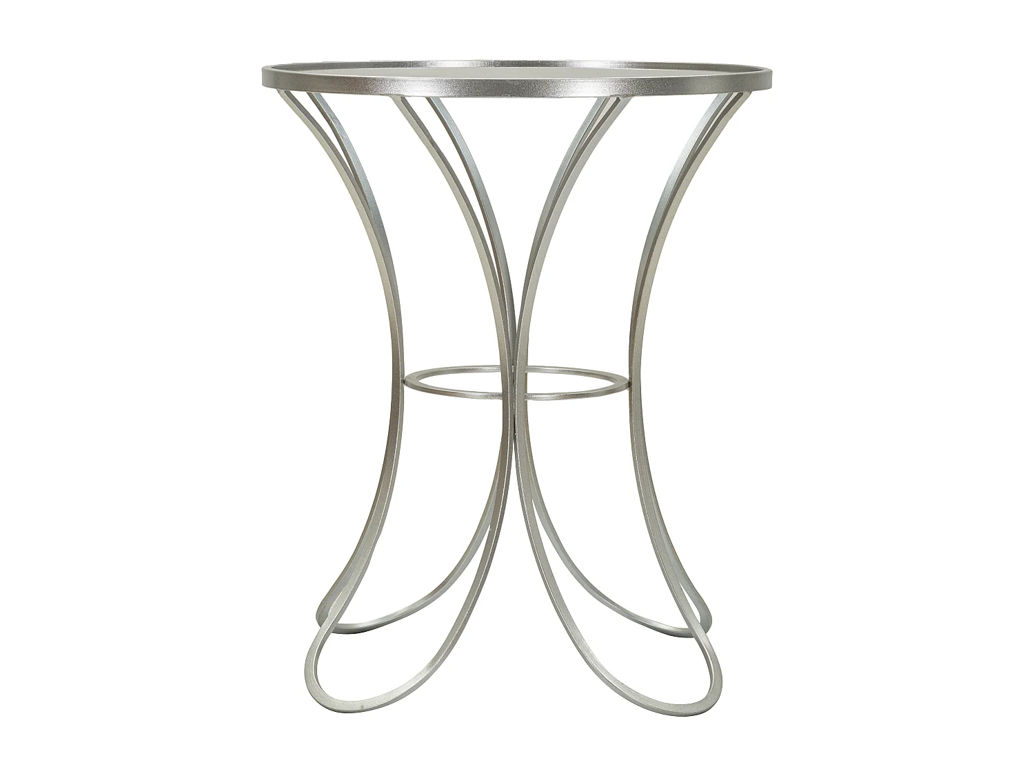 Tavolinetto in metallo argentato cm Ø 56x68