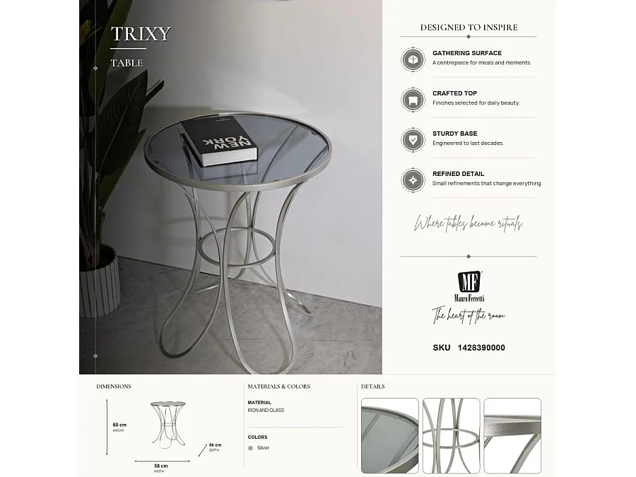 Table d'Appoint en Métal "Trixy" 68cm Argent