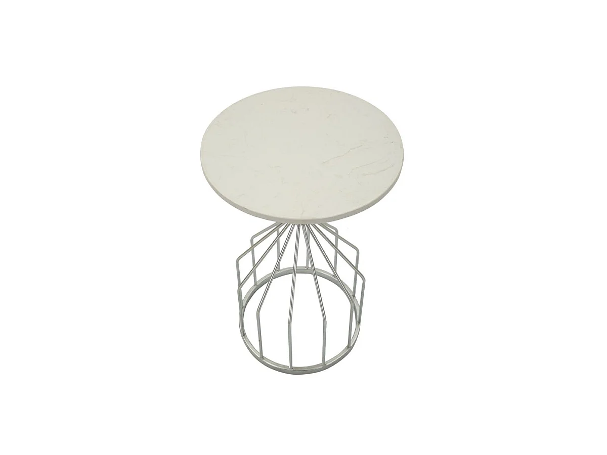 Table d'Appoint en Marbre "Cup" 58cm Argent