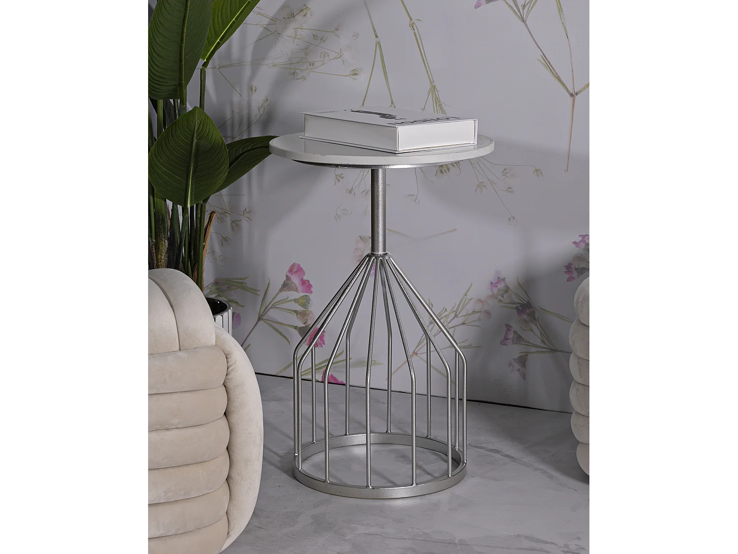 Table d'Appoint en Marbre "Cup" 58cm Argent