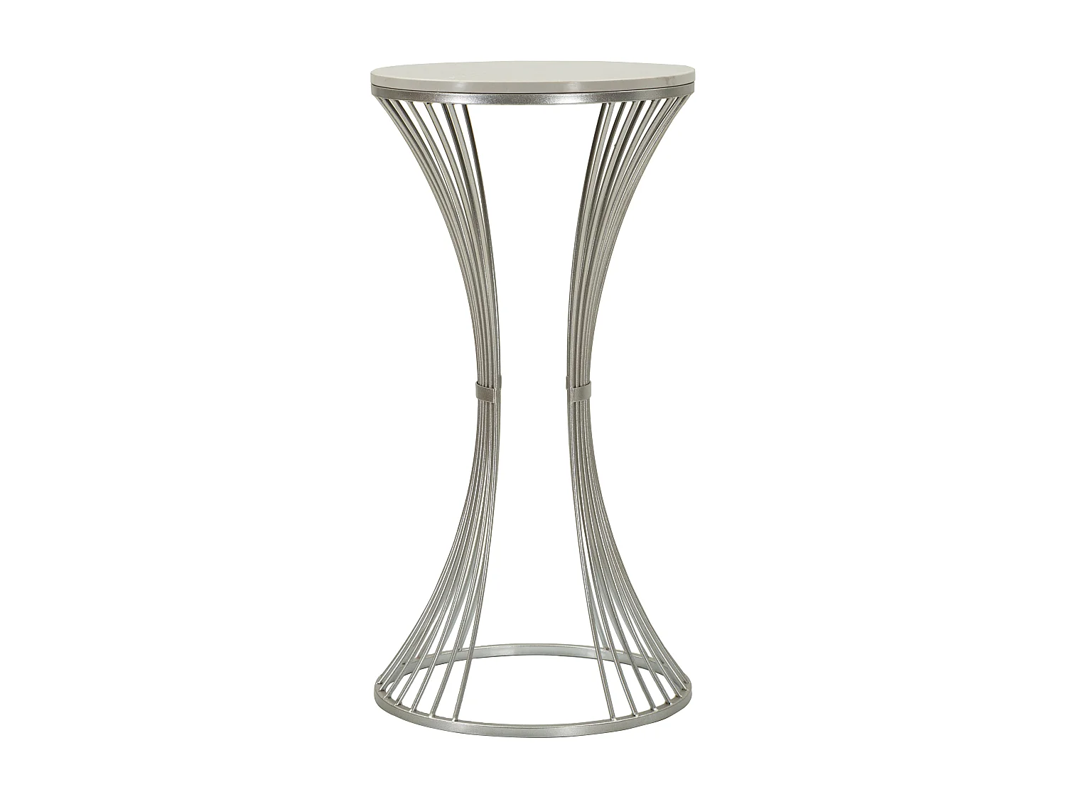 Tavolinetto in metallo argentato cm Ø 40x79