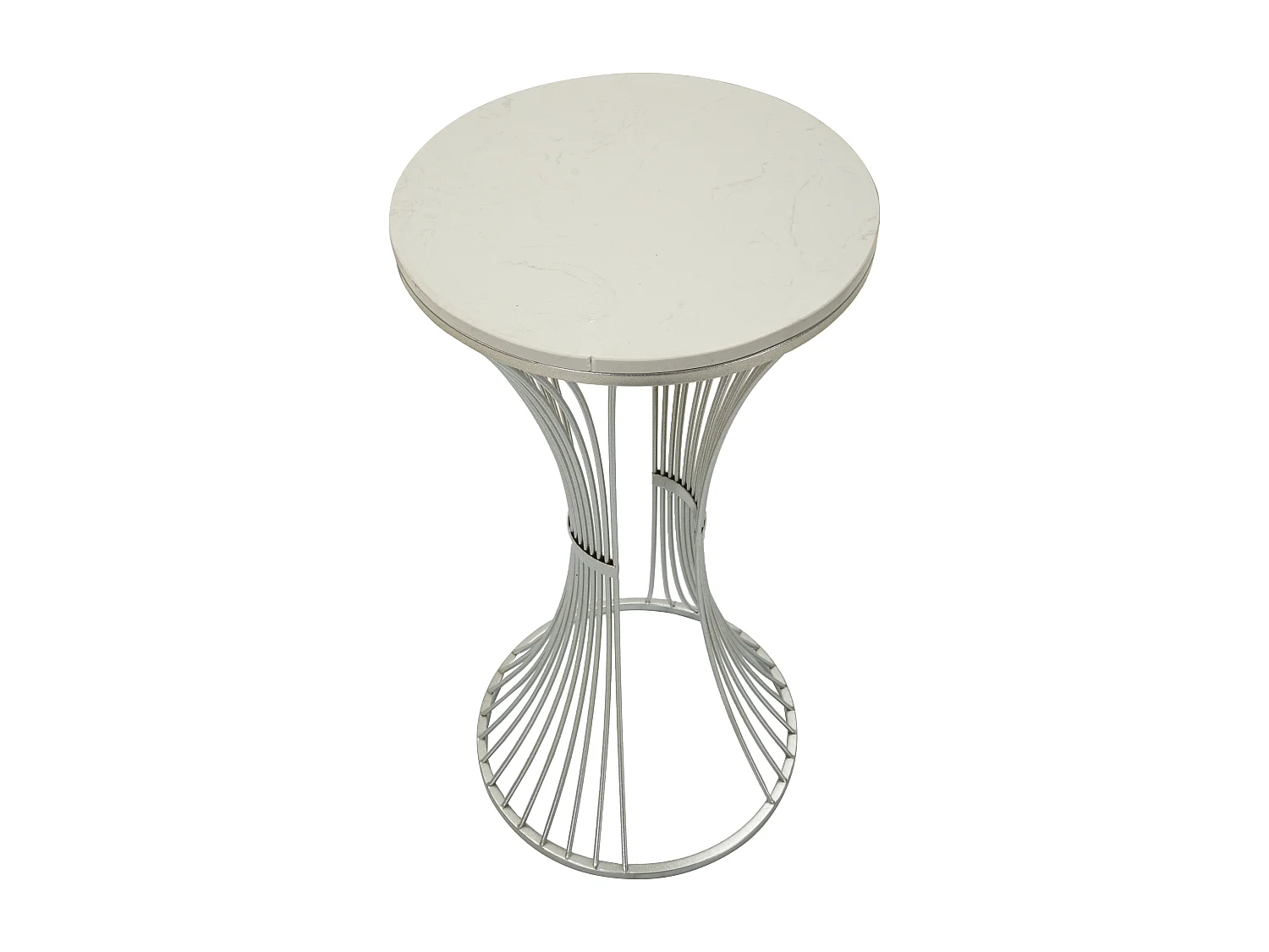 Tavolinetto in metallo argentato cm Ø 40x79