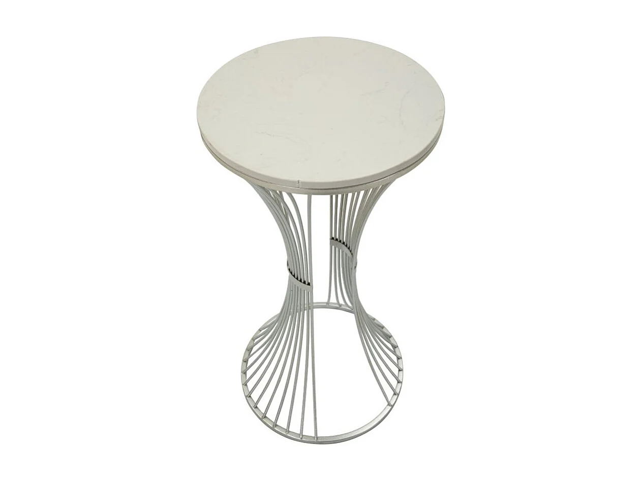 Table d'Appoint en Marbre "Funnel" 79cm Argent