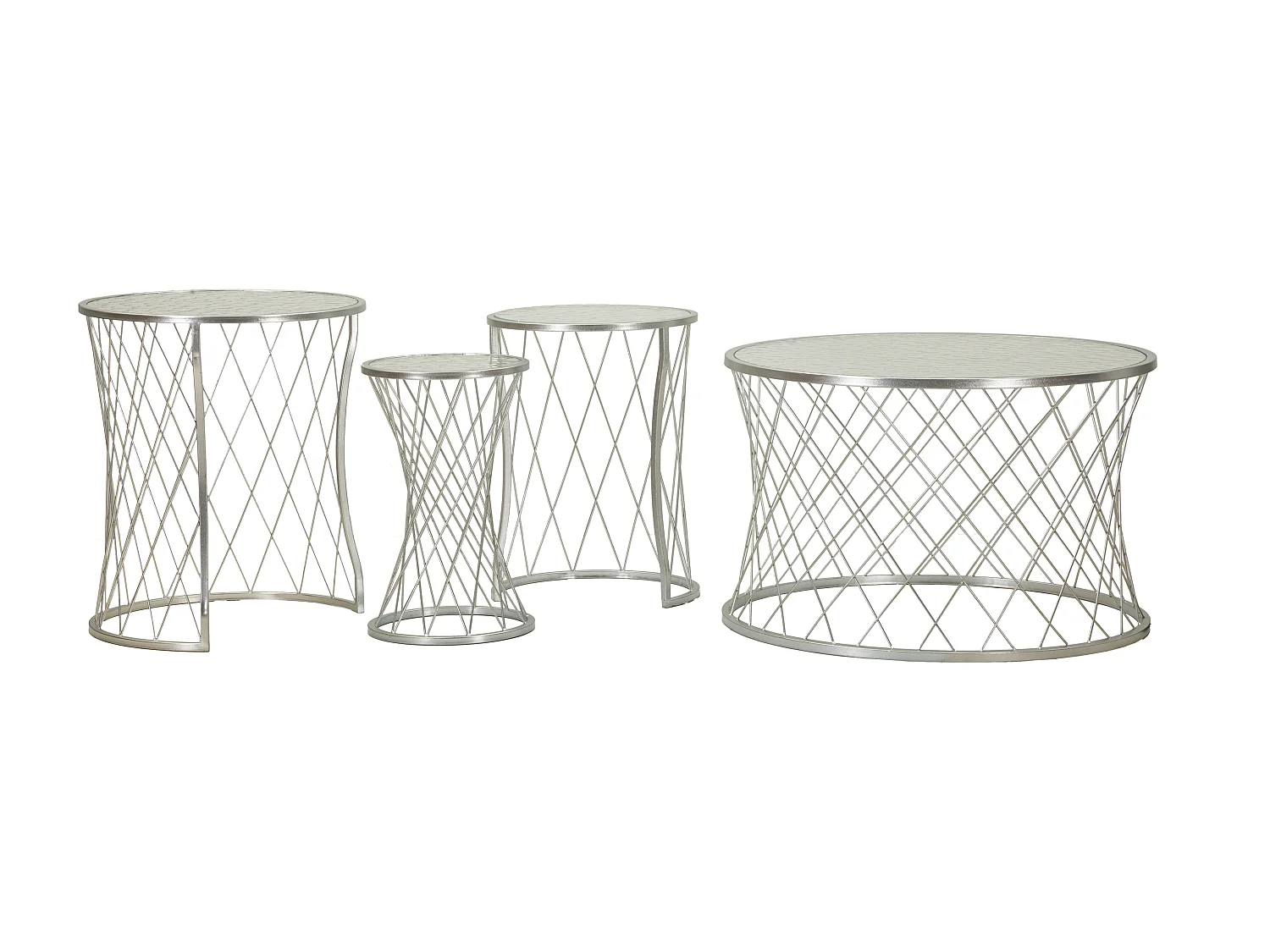 Lot de 4 Tables d'Appoint Design "Noah" 70cm Argent