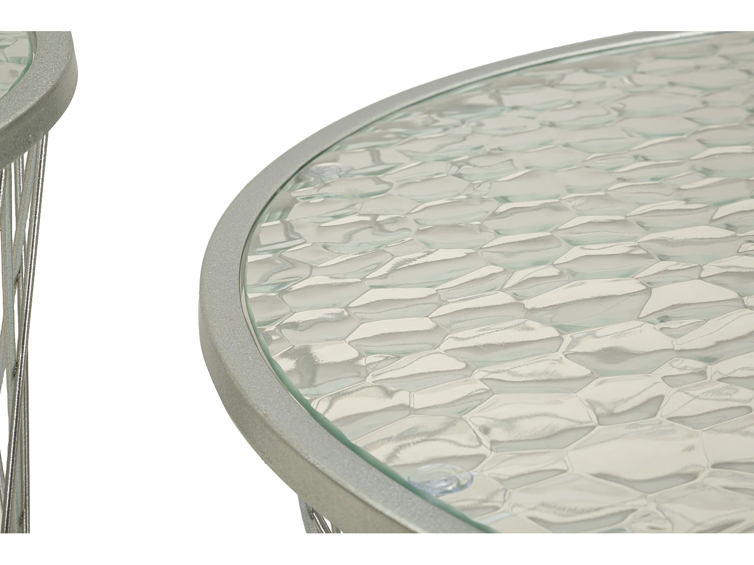 Lot de 4 Tables d'Appoint Design "Noah" 70cm Argent