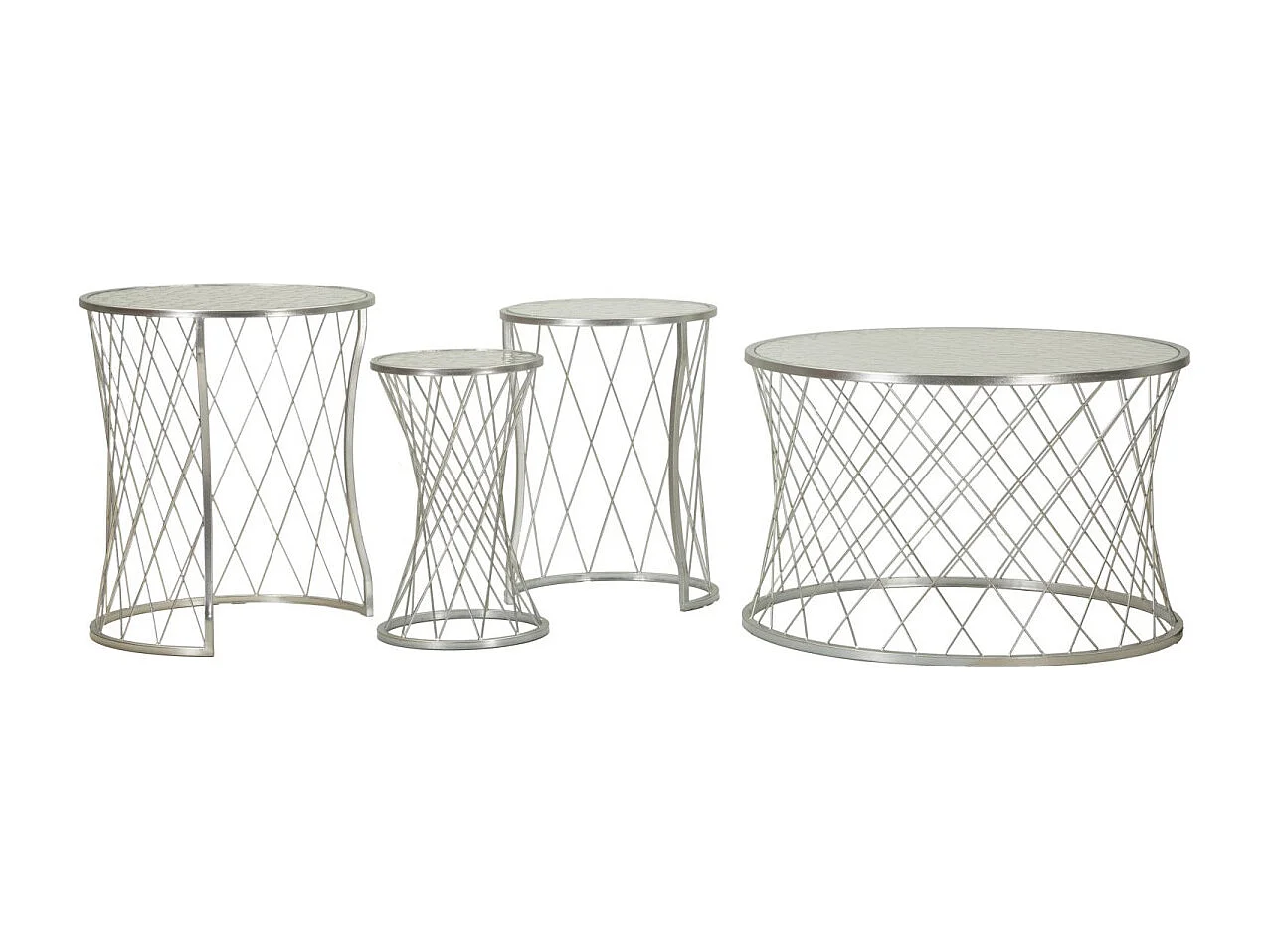 Lot de 4 Tables d'Appoint Design "Noah" 70cm Argent