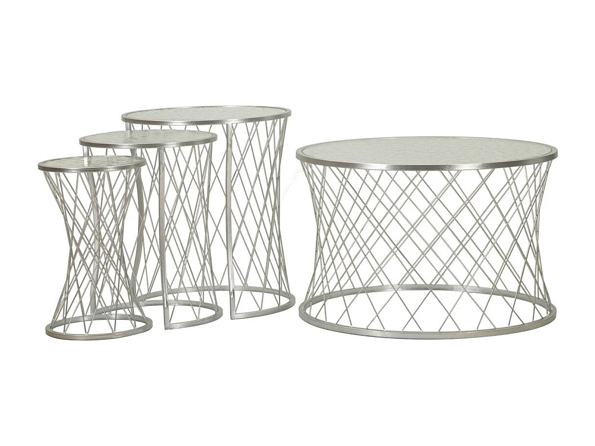 Lot de 4 Tables d'Appoint Design "Noah" 70cm Argent