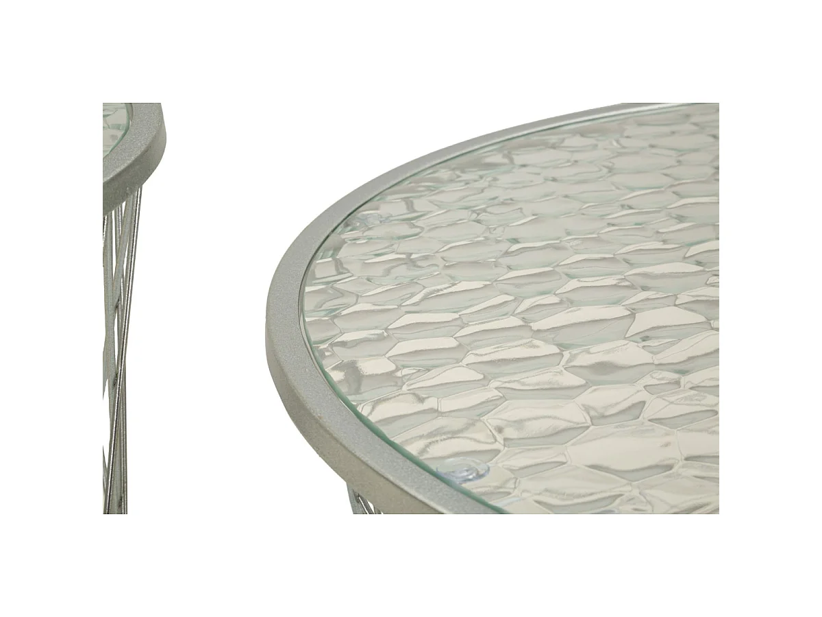 Beistelltische aus Metall silberfarben Ø 70x45-47x54,5-36x50-28x45 cm
