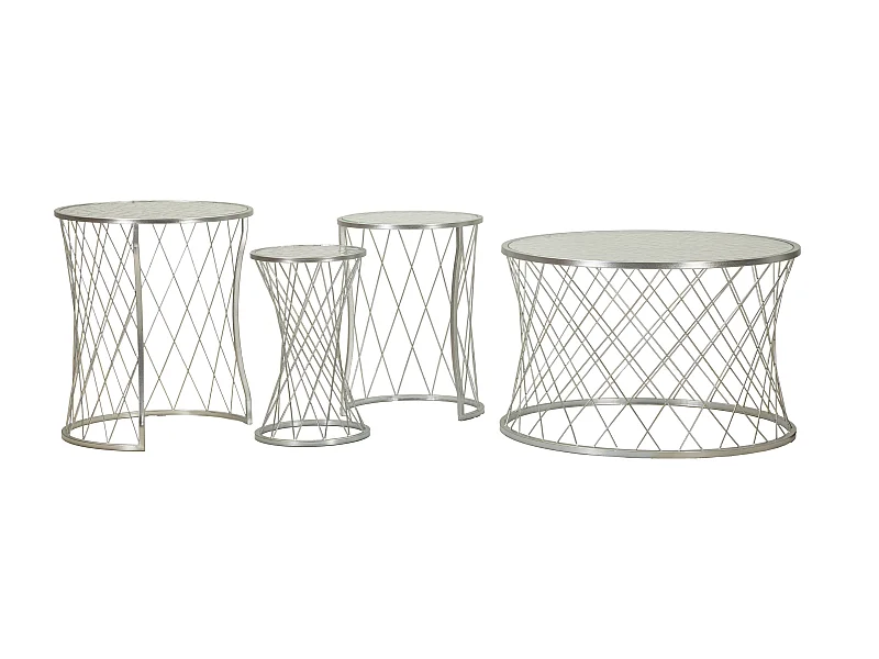 Lot de 4 Tables d'Appoint Design "Noah" 70cm Argent