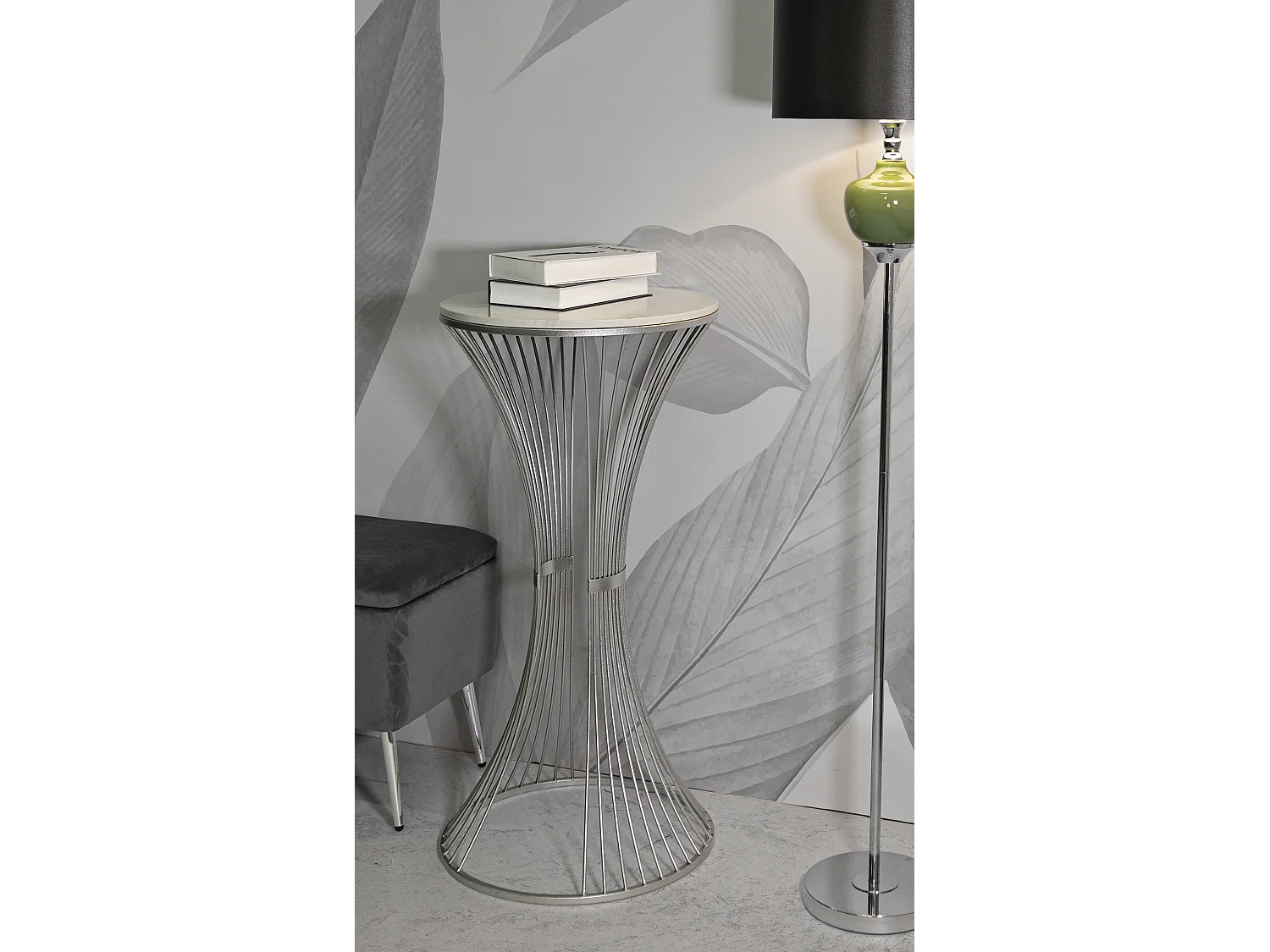 Table d'Appoint en Marbre "Funnel" 100cm Argent