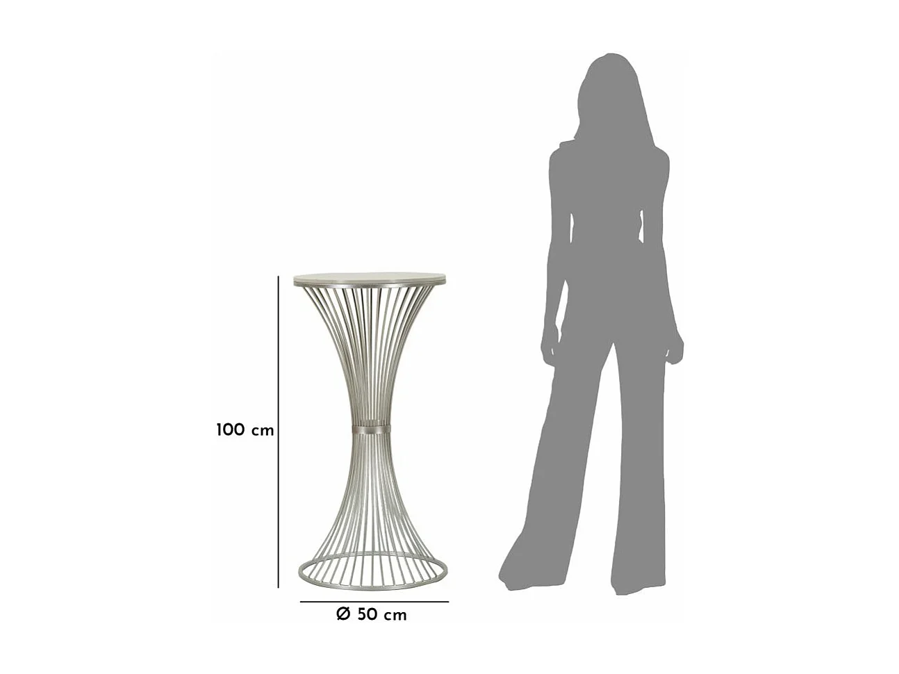 Table d'Appoint en Marbre "Funnel" 100cm Argent