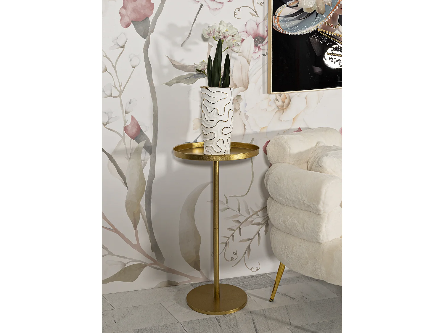 Table d'Appoint en Métal "Doha" 100cm Or