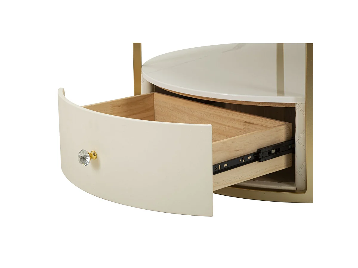 Table Basse Effet Marbre "Sharon" 75cm Blanc & Or