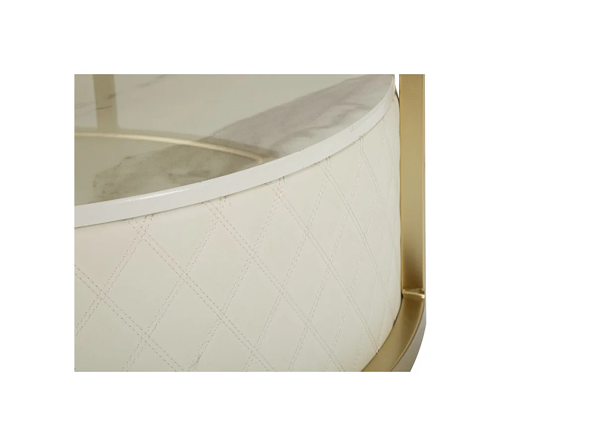 Table Basse Effet Marbre "Sharon" 75cm Blanc & Or