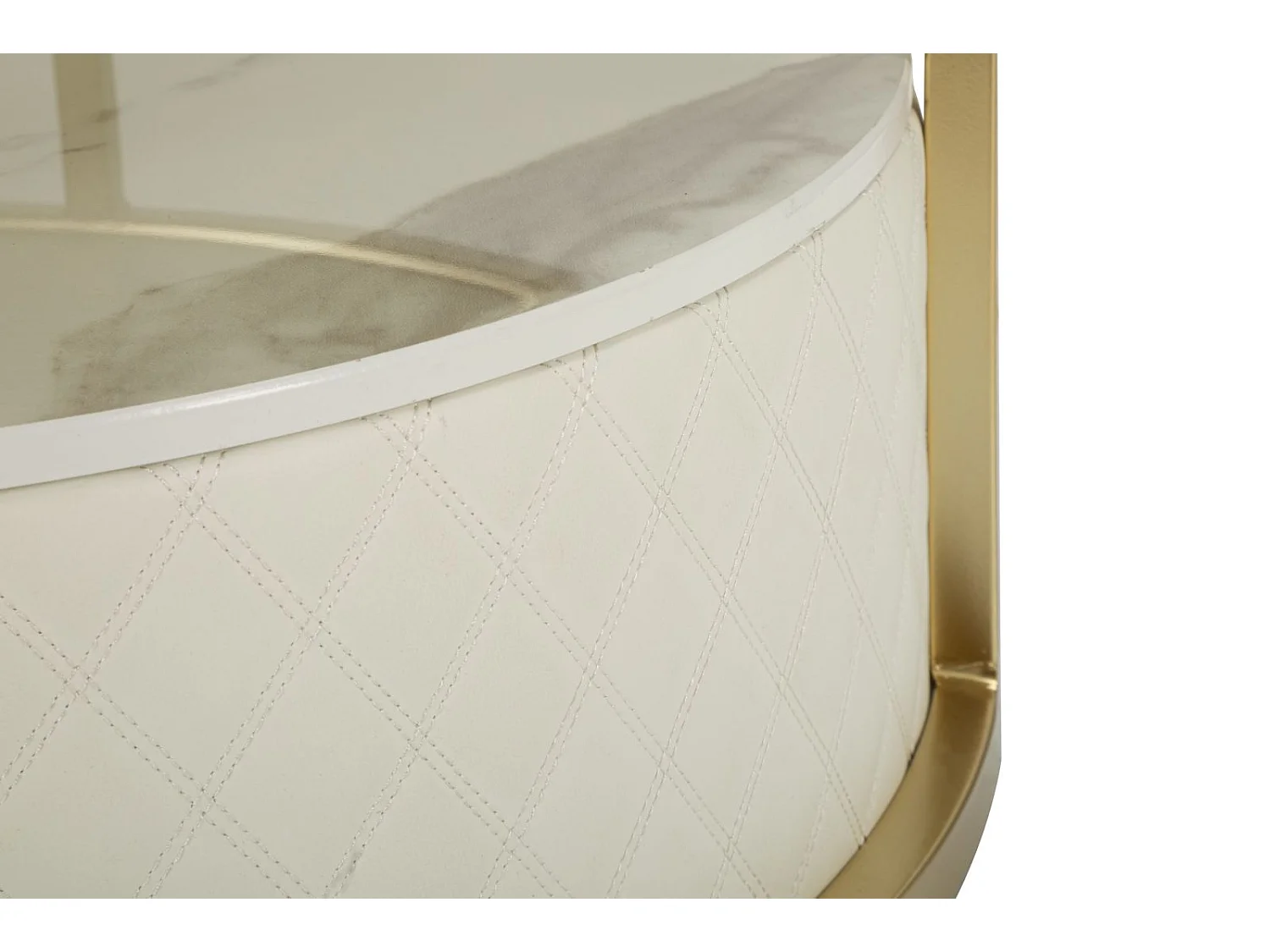 Table Basse Effet Marbre "Sharon" 75cm Blanc & Or