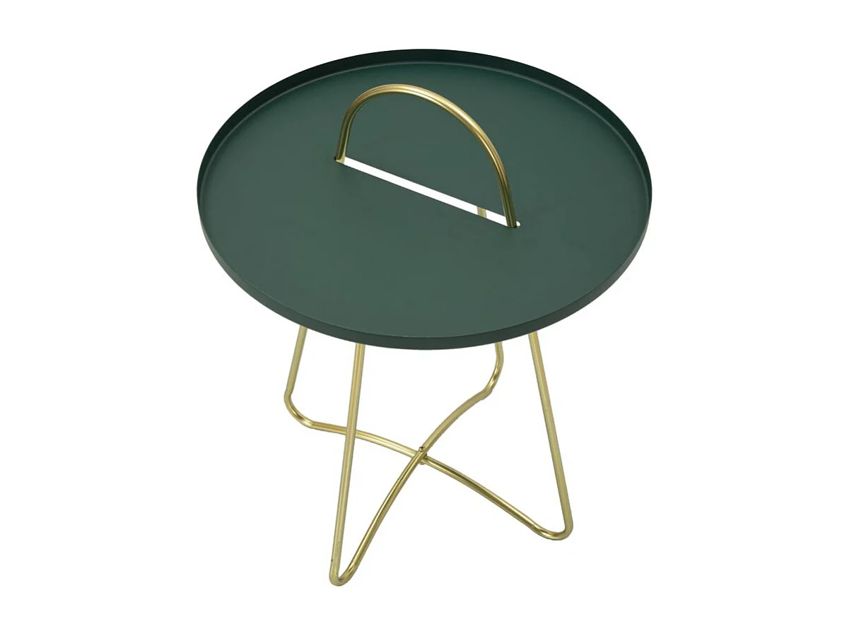 Table d'Appoint Design "Grent" 59cm Vert & Or