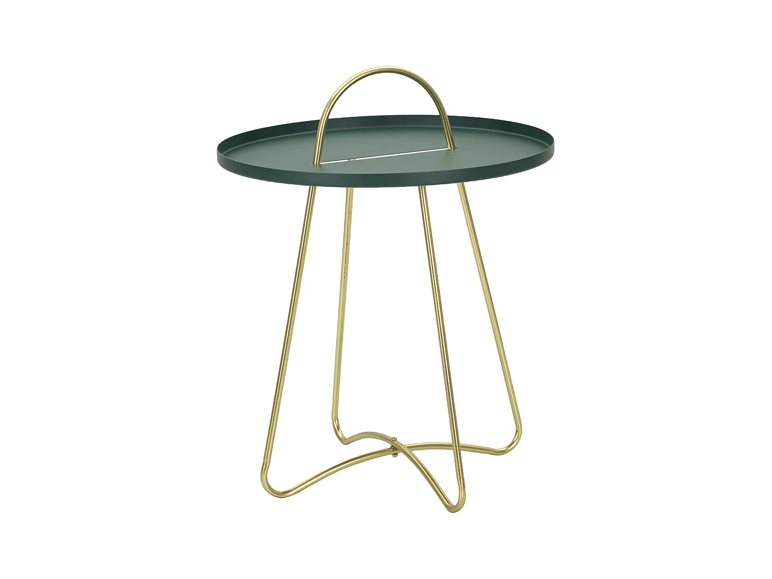 Tavolinetto in metallo dorato e verde cm Ø 45x59