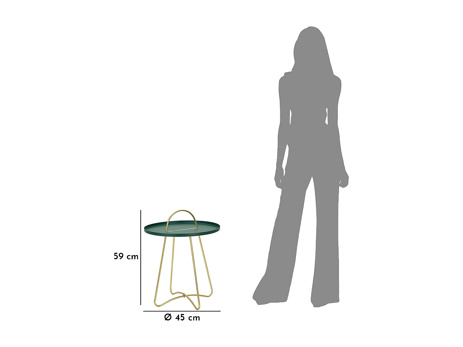 Table d'Appoint Design "Grent" 59cm Vert & Or