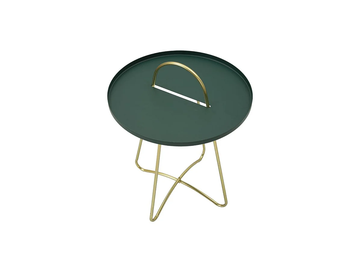 Table d'Appoint Design "Grent" 59cm Vert & Or