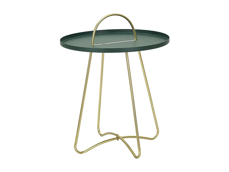 Tavolinetto in metallo dorato e verde cm Ø 45x59
