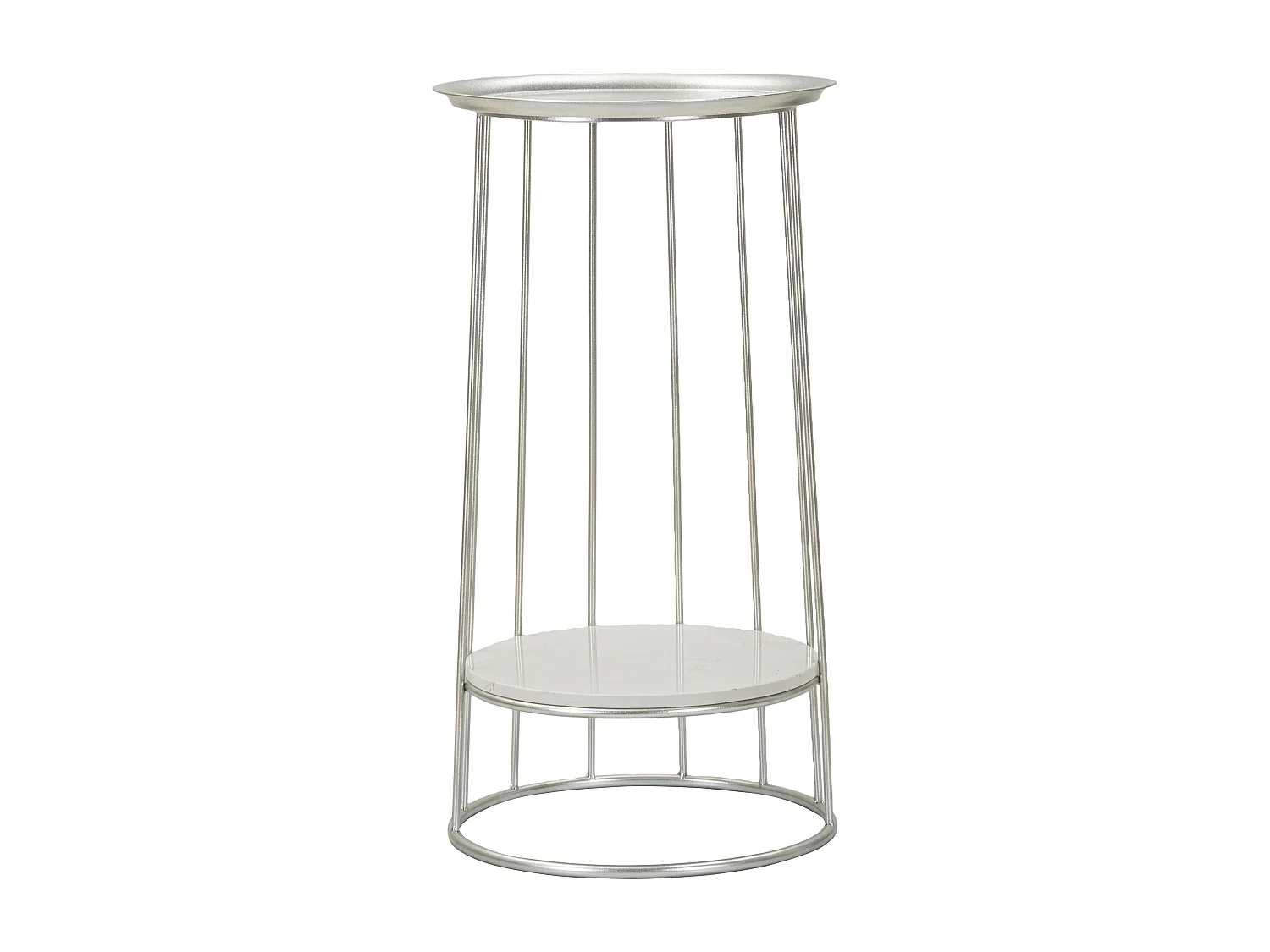 Table d'Appoint Avec Étagère en Marbre "Tower" 76cm Argent