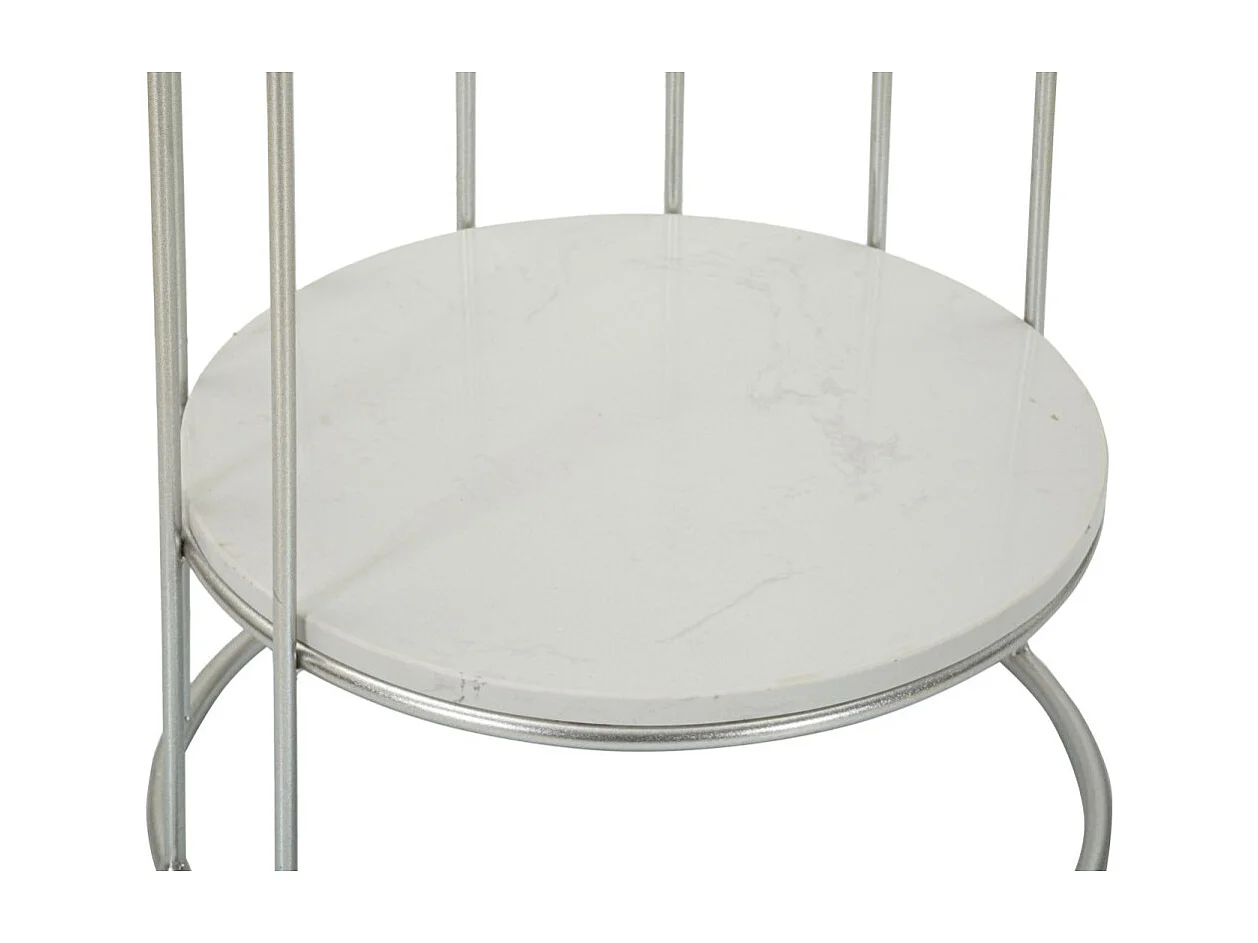Table d'Appoint Avec Étagère en Marbre "Tower" 76cm Argent