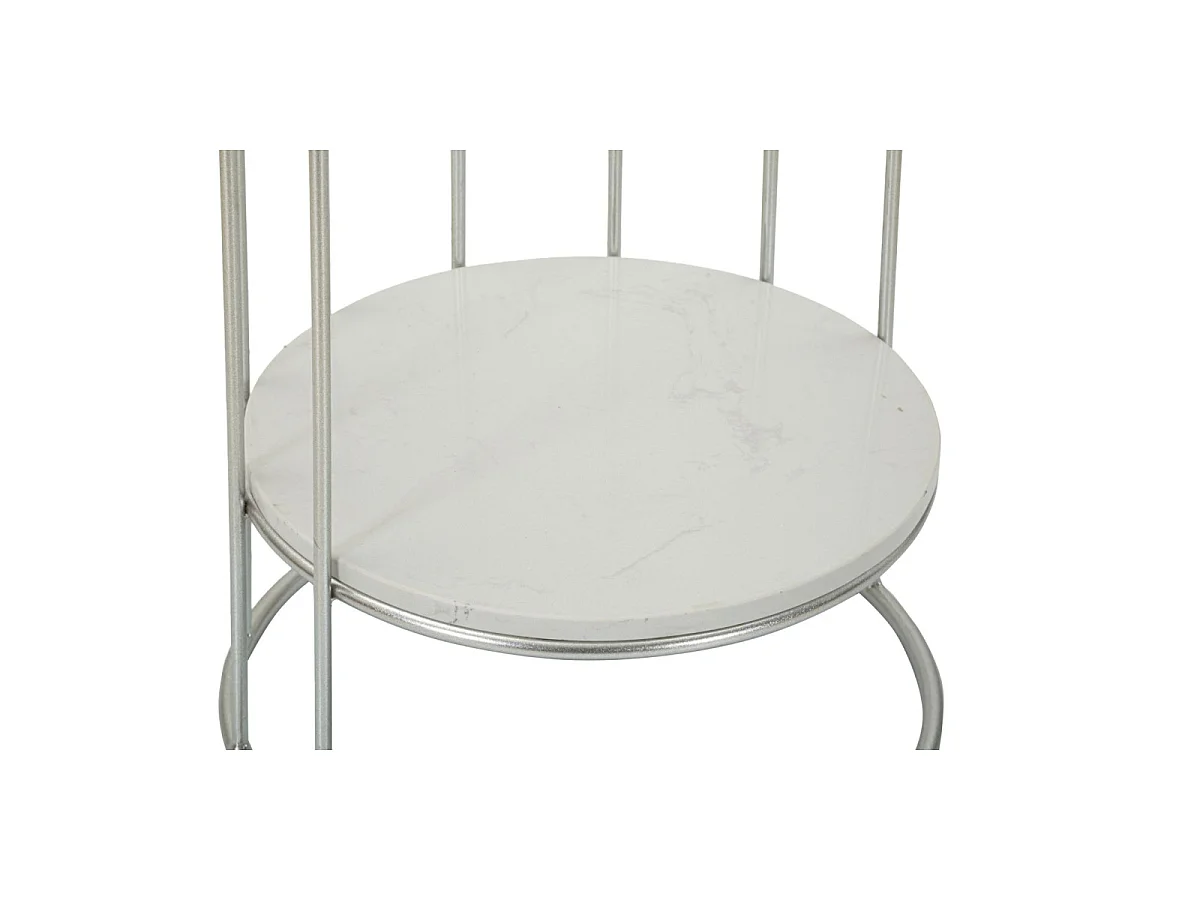 Table d'Appoint Avec Étagère en Marbre "Tower" 76cm Argent