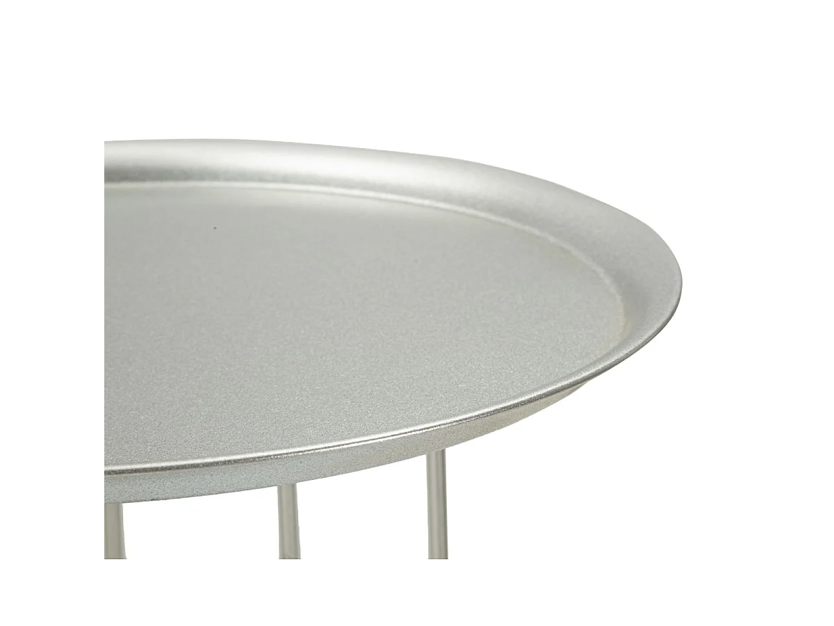 Table d'Appoint Avec Étagère en Marbre "Tower" 76cm Argent