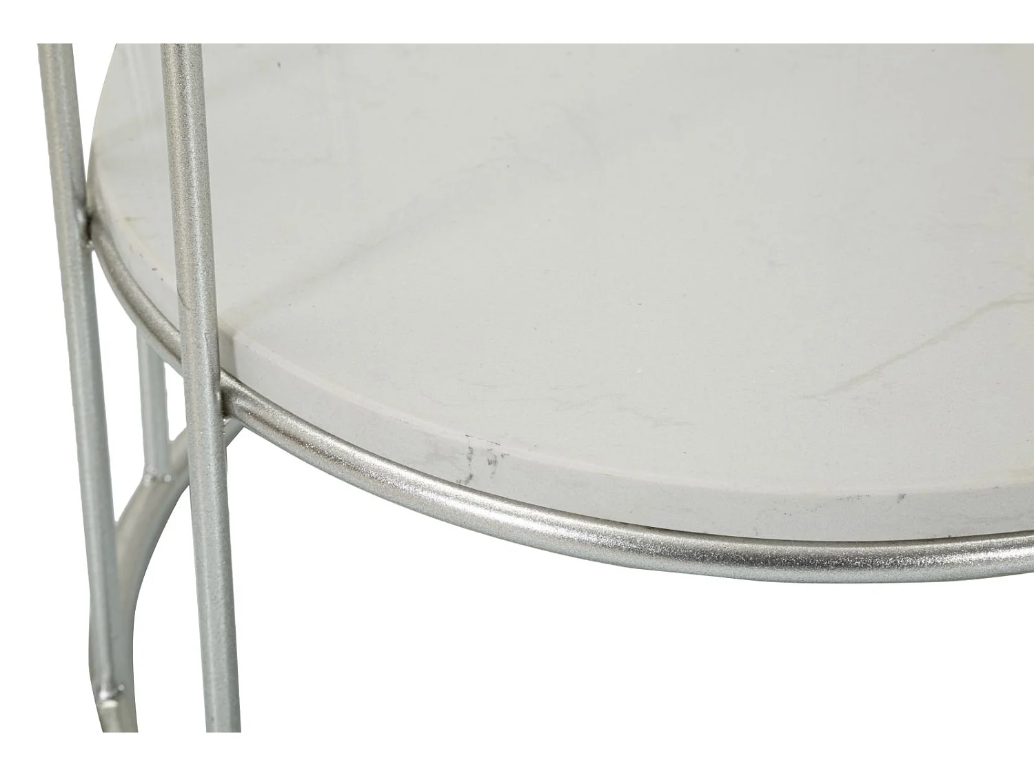 Table d'Appoint Avec Étagère en Marbre "Tower" 76cm Argent